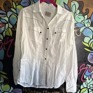 Rock Mount Ranch Wear Button Up, White, Small/Medium(?)